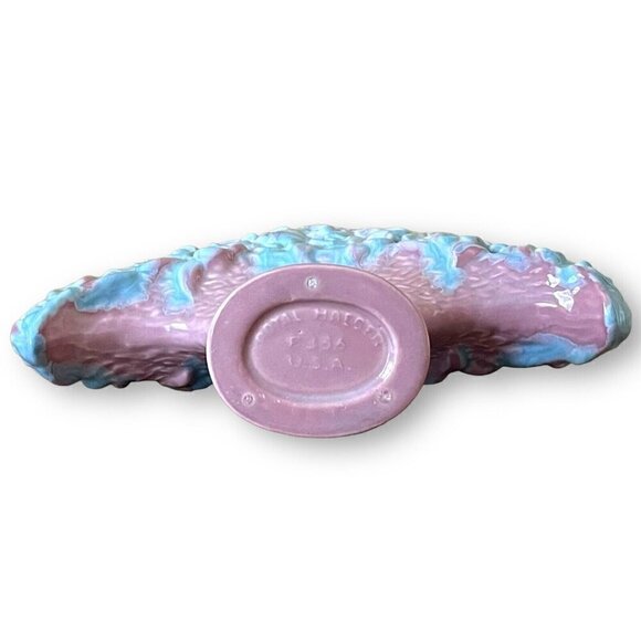 Royal Haeger Fan Vase Pink Blue Flower Basket Planter Vintage 1940s R386 USA - Picture 9 of 14